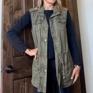 Altar'd State Sage Olive Green Sleeveless Jacket